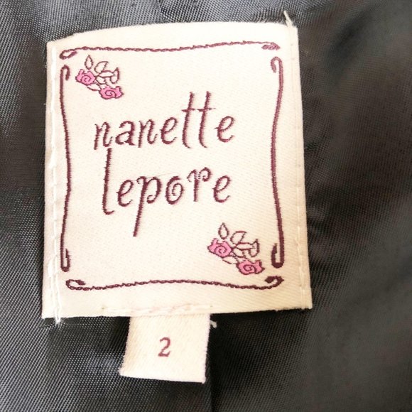 NANETTE LEPORE Jacket Blazer Short Fitted Pinstripe Gray Grey 2 - Picture 9 of 9